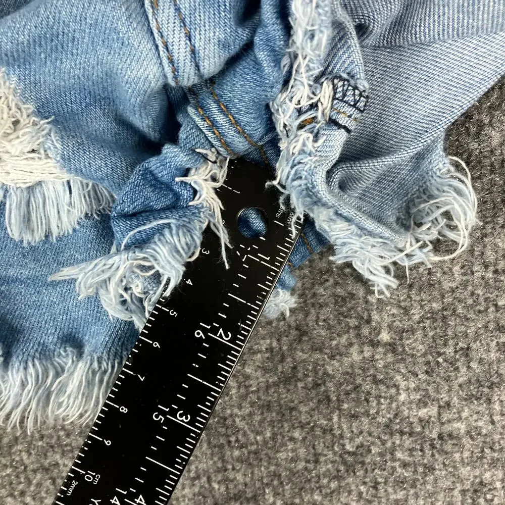 Vibrant M.I.U. Denim Girls Shorts Medium Light Wash Distressed Cutoff Frayed 24